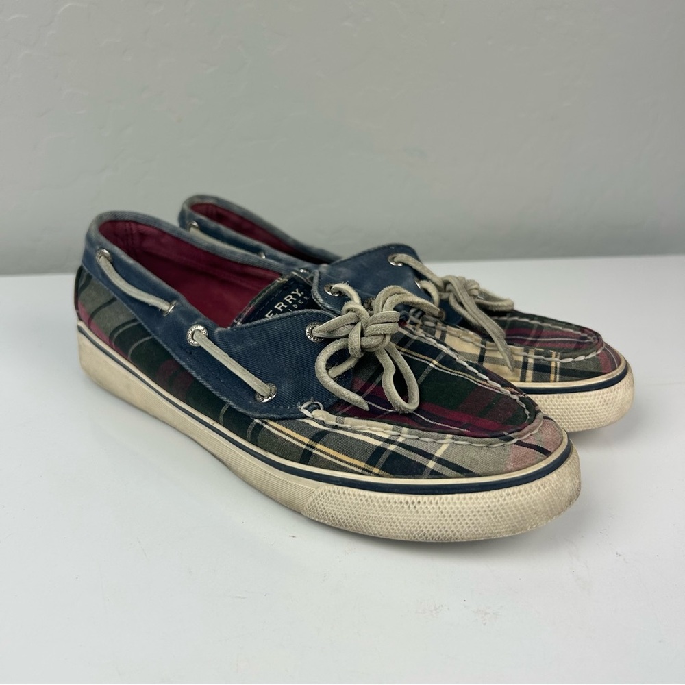 Sperry Top sider blue plaid boat shoes women’s size 6.5